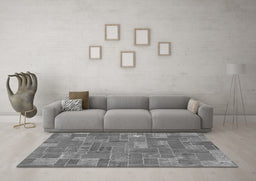 Machine Washable Patchwork Gray Transitional Rug in a Living Room,, wshabs1508gry