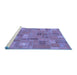 Sideview of Machine Washable Patchwork Blue Transitional Rug, wshabs1508blu