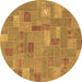 Round Patchwork Brown Transitional Rug, abs1508brn