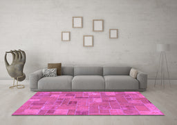 Machine Washable Patchwork Purple Transitional Area Rugs in a Living Room, wshabs1508pur