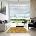 Square Machine Washable Abstract Yellow Rug in a Living Room, wshabs1508