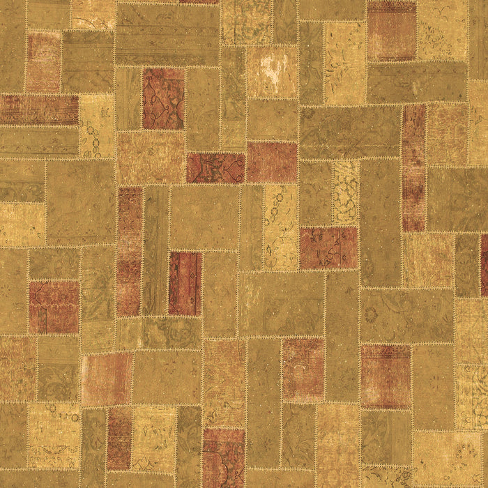 Square Machine Washable Patchwork Brown Transitional Rug, wshabs1508brn