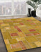 Abstract Yellow Patchwork Rug in Family Room, abs1508