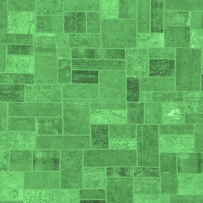 Square Machine Washable Patchwork Emerald Green Transitional Area Rugs, wshabs1508emgrn