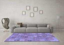 Machine Washable Patchwork Blue Transitional Rug in a Living Room, wshabs1508blu
