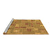 Sideview of Machine Washable Patchwork Brown Transitional Rug, wshabs1508brn