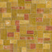 Square Machine Washable Abstract Yellow Rug, wshabs1508