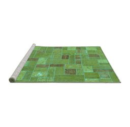 Sideview of Machine Washable Patchwork Turquoise Transitional Area Rugs, wshabs1508turq