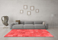 Machine Washable Patchwork Red Transitional Rug, wshabs1508red