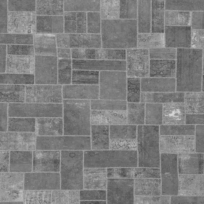 Square Machine Washable Patchwork Gray Transitional Rug, wshabs1508gry