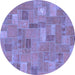 Round Patchwork Blue Transitional Rug, abs1508blu