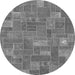 Round Machine Washable Patchwork Gray Transitional Rug, wshabs1508gry