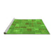 Sideview of Machine Washable Patchwork Green Transitional Area Rugs, wshabs1508grn