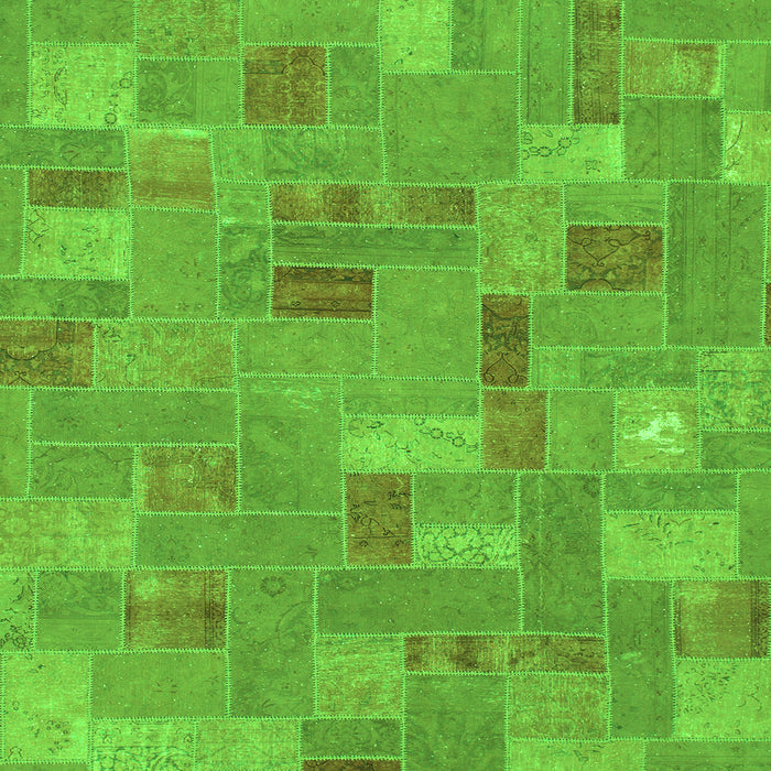 Square Machine Washable Patchwork Green Transitional Area Rugs, wshabs1508grn