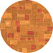 Round Patchwork Orange Transitional Rug, abs1508org