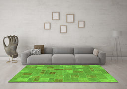 Machine Washable Patchwork Green Transitional Area Rugs in a Living Room,, wshabs1508grn