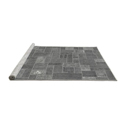 Sideview of Machine Washable Patchwork Gray Transitional Rug, wshabs1508gry