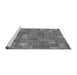 Sideview of Machine Washable Patchwork Gray Transitional Rug, wshabs1508gry