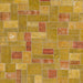 Square Abstract Yellow Patchwork Rug, abs1508