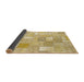 Sideview of Abstract Mustard Yellow Patchwork Rug, abs1509