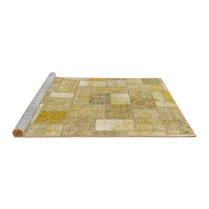 Sideview of Machine Washable Abstract Mustard Yellow Rug, wshabs1509