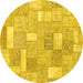 Round Patchwork Yellow Transitional Rug, abs1509yw