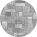 Round Patchwork Gray Transitional Rug, abs1509gry