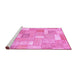 Sideview of Machine Washable Patchwork Pink Transitional Rug, wshabs1509pnk