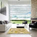 Square Machine Washable Abstract Mustard Yellow Rug in a Living Room, wshabs1509