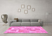 Machine Washable Patchwork Pink Transitional Rug in a Living Room, wshabs1509pnk