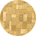 Round Patchwork Brown Transitional Rug, abs1509brn