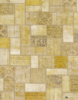 Abstract Mustard Yellow Patchwork Rug, abs1509