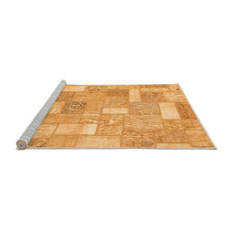 Sideview of Machine Washable Patchwork Orange Transitional Area Rugs, wshabs1509org
