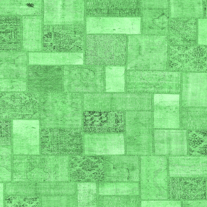 Square Machine Washable Patchwork Emerald Green Transitional Area Rugs, wshabs1509emgrn