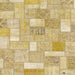 Square Abstract Mustard Yellow Patchwork Rug, abs1509