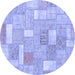 Round Patchwork Blue Transitional Rug, abs1509blu