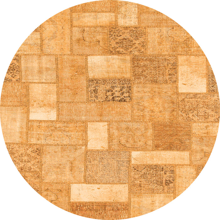 Round Patchwork Orange Transitional Rug, abs1509org