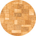 Round Patchwork Orange Transitional Rug, abs1509org