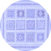 Round Machine Washable Abstract Blue Modern Rug, wshabs150blu