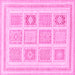 Square Machine Washable Abstract Pink Modern Rug, wshabs150pnk