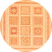 Round Machine Washable Abstract Orange Modern Area Rugs, wshabs150org