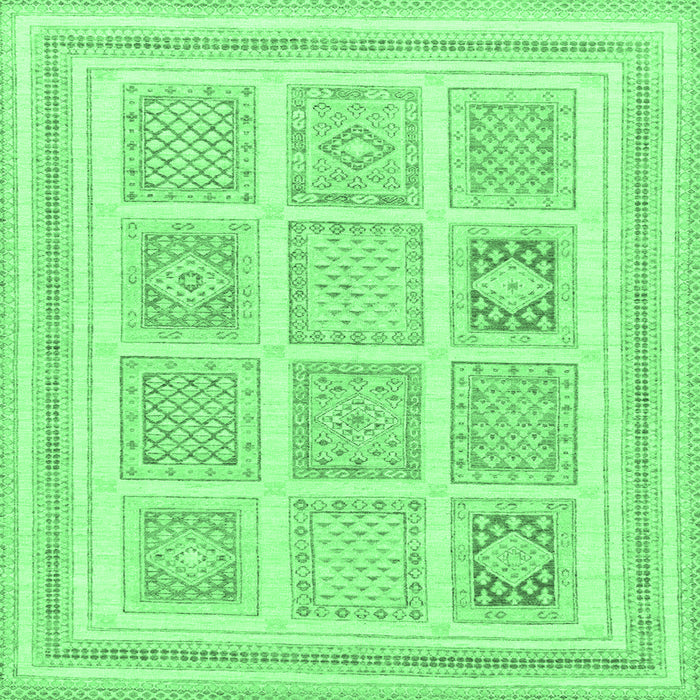 Square Machine Washable Abstract Emerald Green Modern Area Rugs, wshabs150emgrn