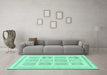 Machine Washable Abstract Turquoise Modern Area Rugs in a Living Room,, wshabs150turq