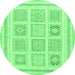 Round Abstract Emerald Green Modern Rug, abs150emgrn