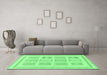 Machine Washable Abstract Emerald Green Modern Area Rugs in a Living Room,, wshabs150emgrn