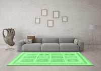 Machine Washable Abstract Emerald Green Modern Rug, wshabs150emgrn