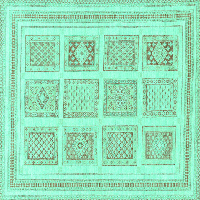 Square Abstract Turquoise Modern Rug, abs150turq