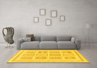 Machine Washable Abstract Yellow Modern Rug, wshabs150yw