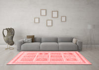 Machine Washable Abstract Red Modern Rug, wshabs150red