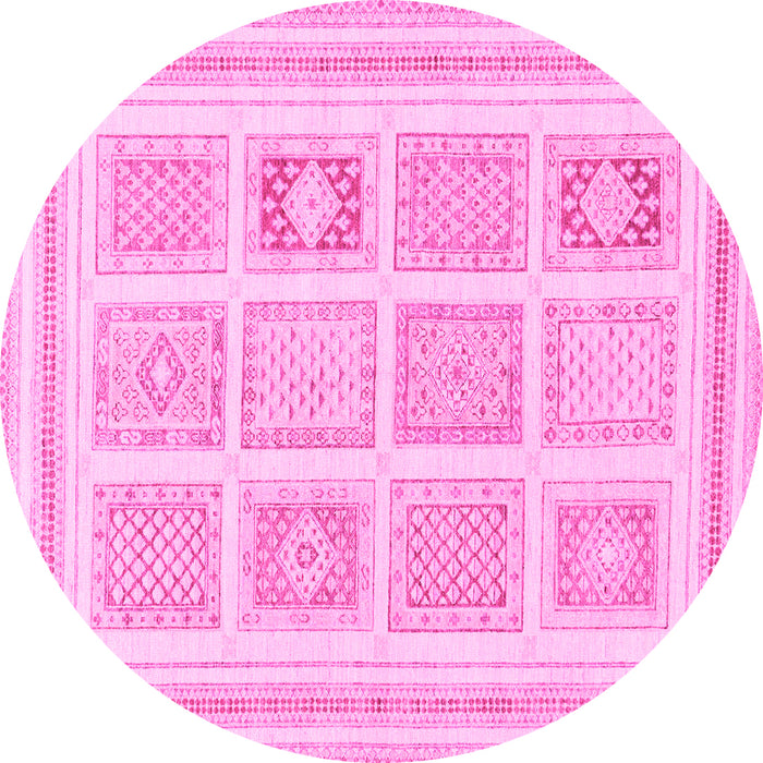 Round Machine Washable Abstract Pink Modern Rug, wshabs150pnk